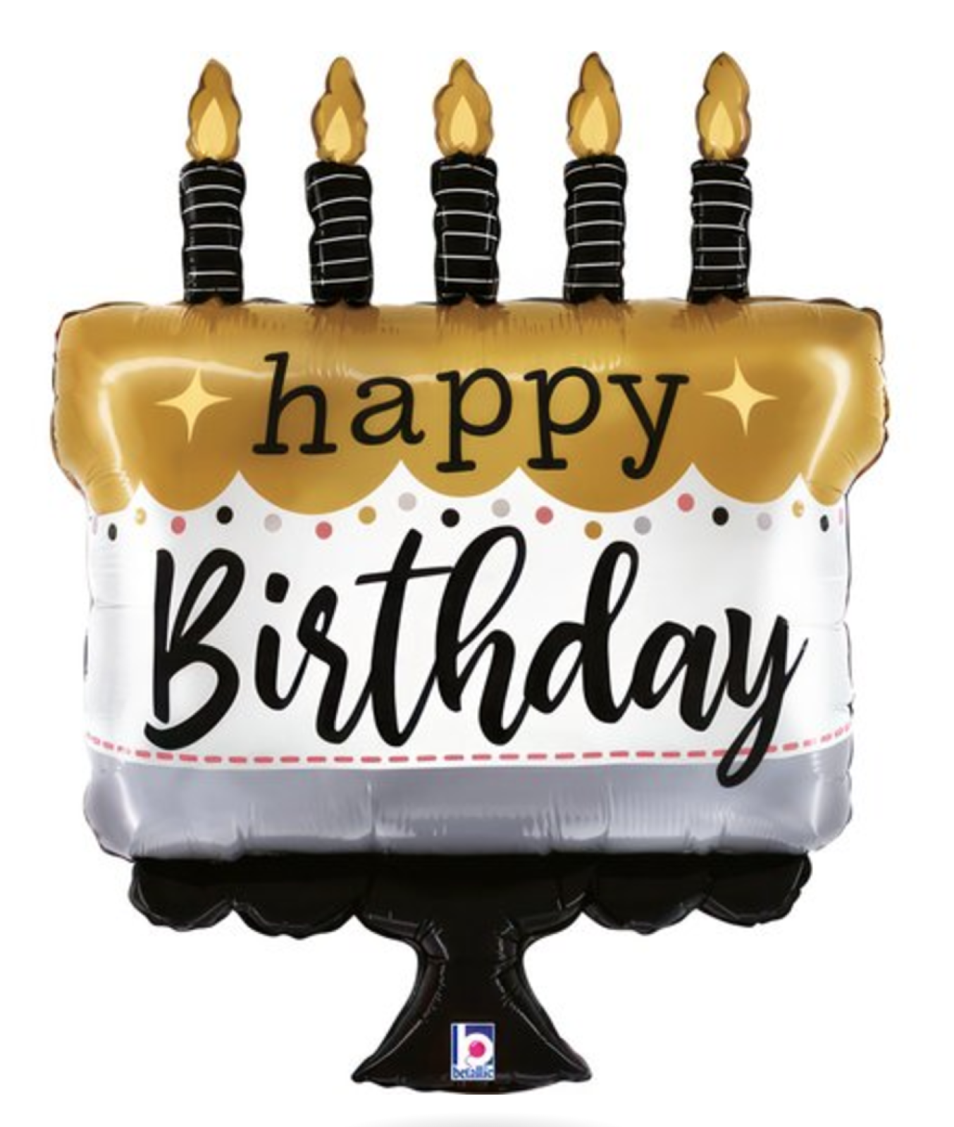 XL Folienballon Figur - Happy Birthday Torte, schwarz - 71cm